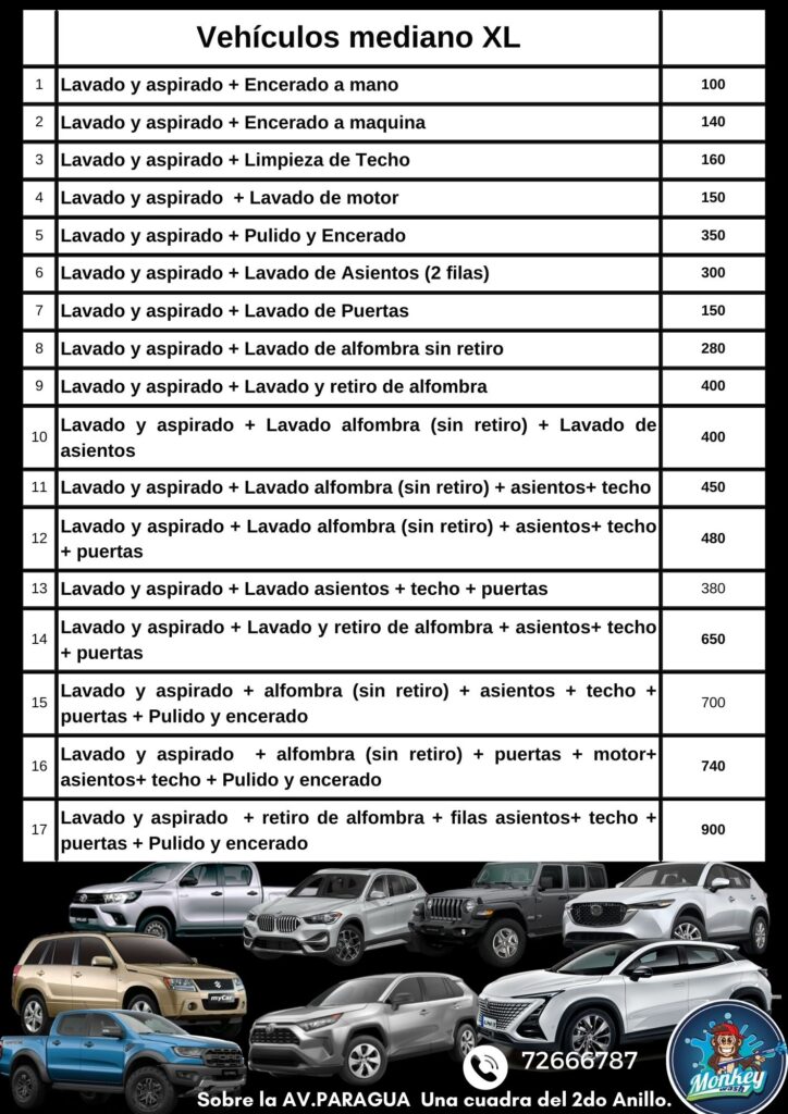 Lavado de Vehiculos Medianos